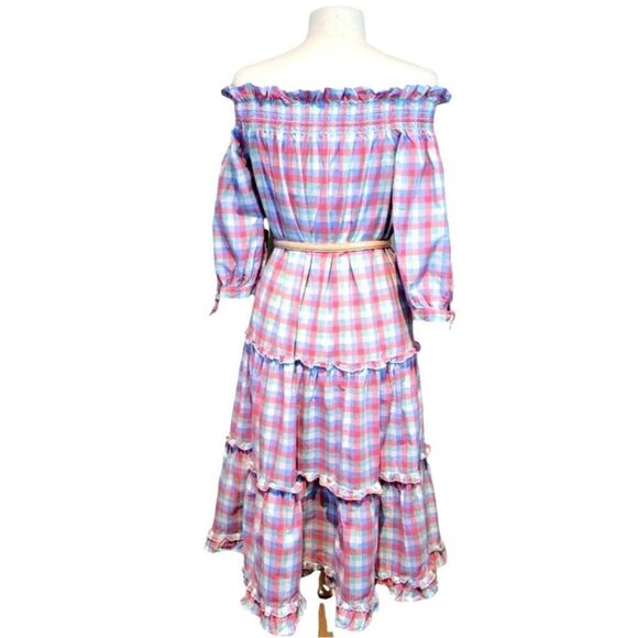 EUC KATE SPADE NEW YORK Plaid Print Midi Length Off the Shoulder Tent Dress - Picture 3 of 15